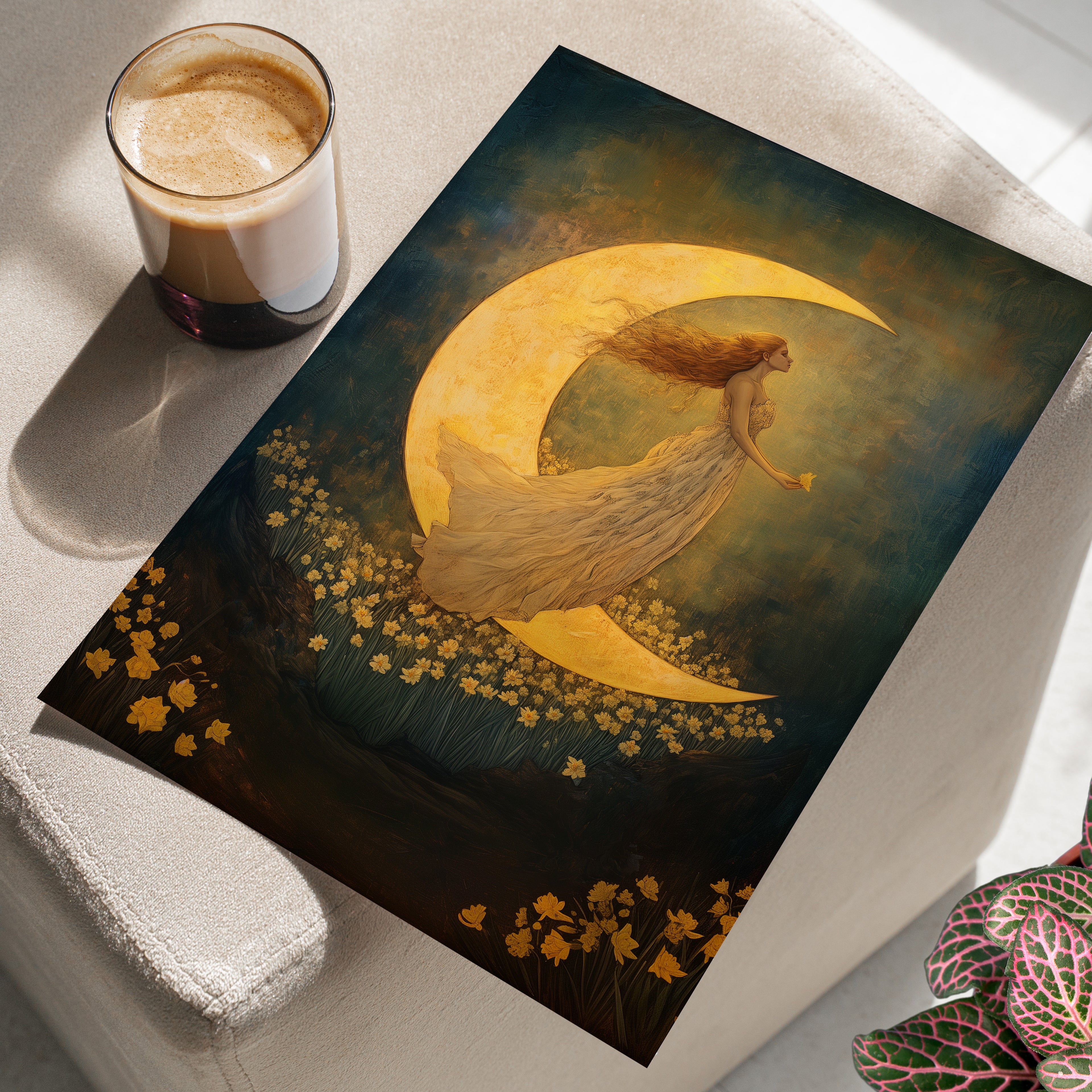 Moonlit Dreamer with Daffodils