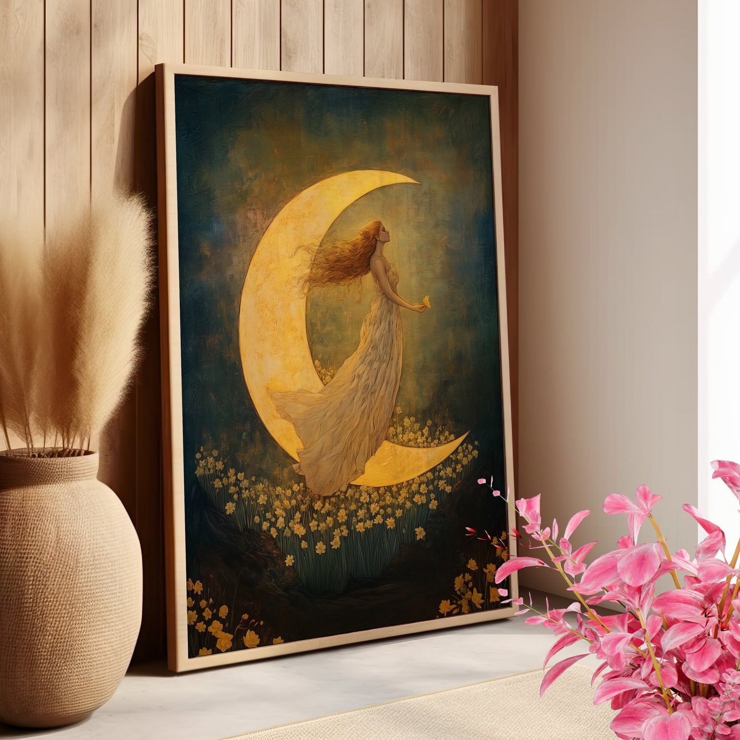 Moonlit Dreamer with Daffodils