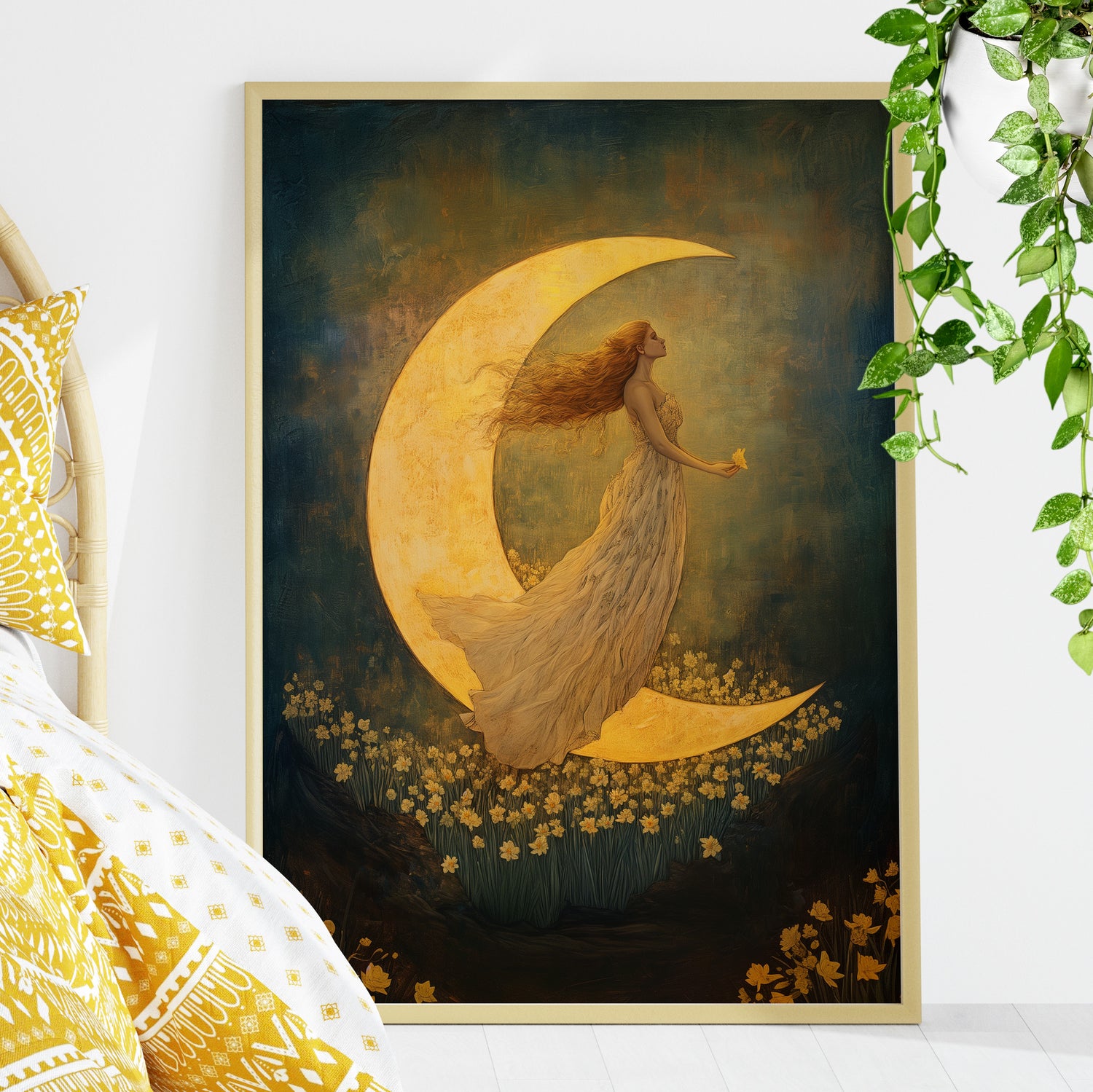 Moonlit Dreamer with Daffodils