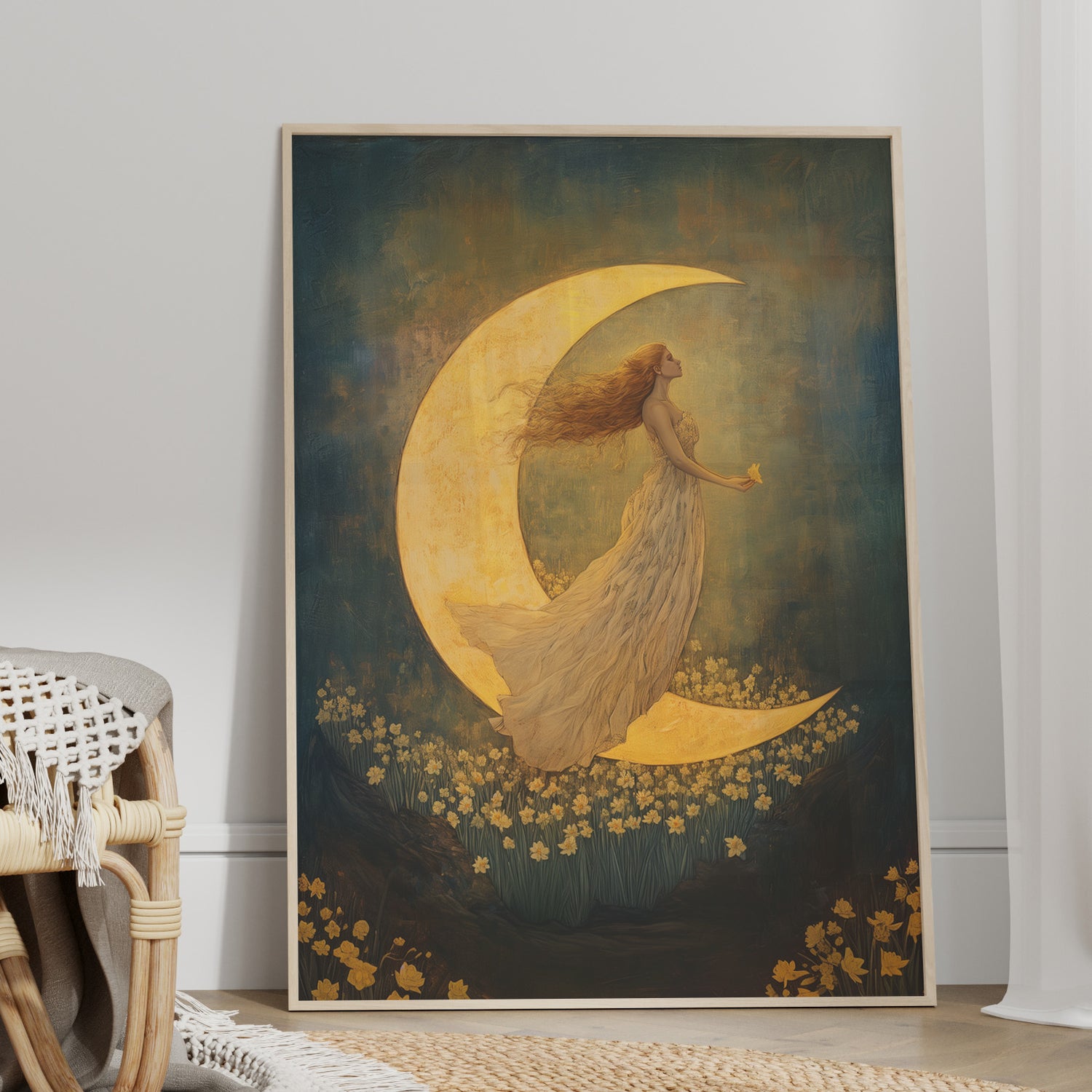 Moonlit Dreamer with Daffodils