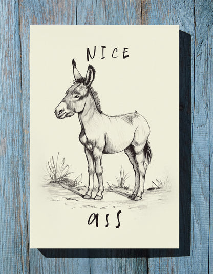 .75&quot; Matte Canvas - Donkey Line Art Humor
