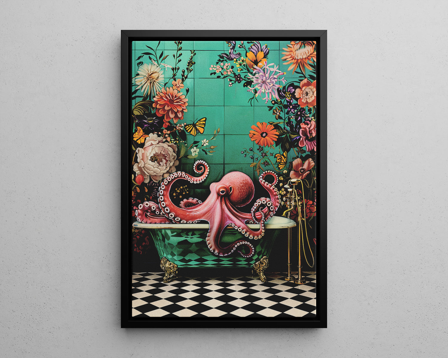 Framed Canvas - Octopus Bath Royale