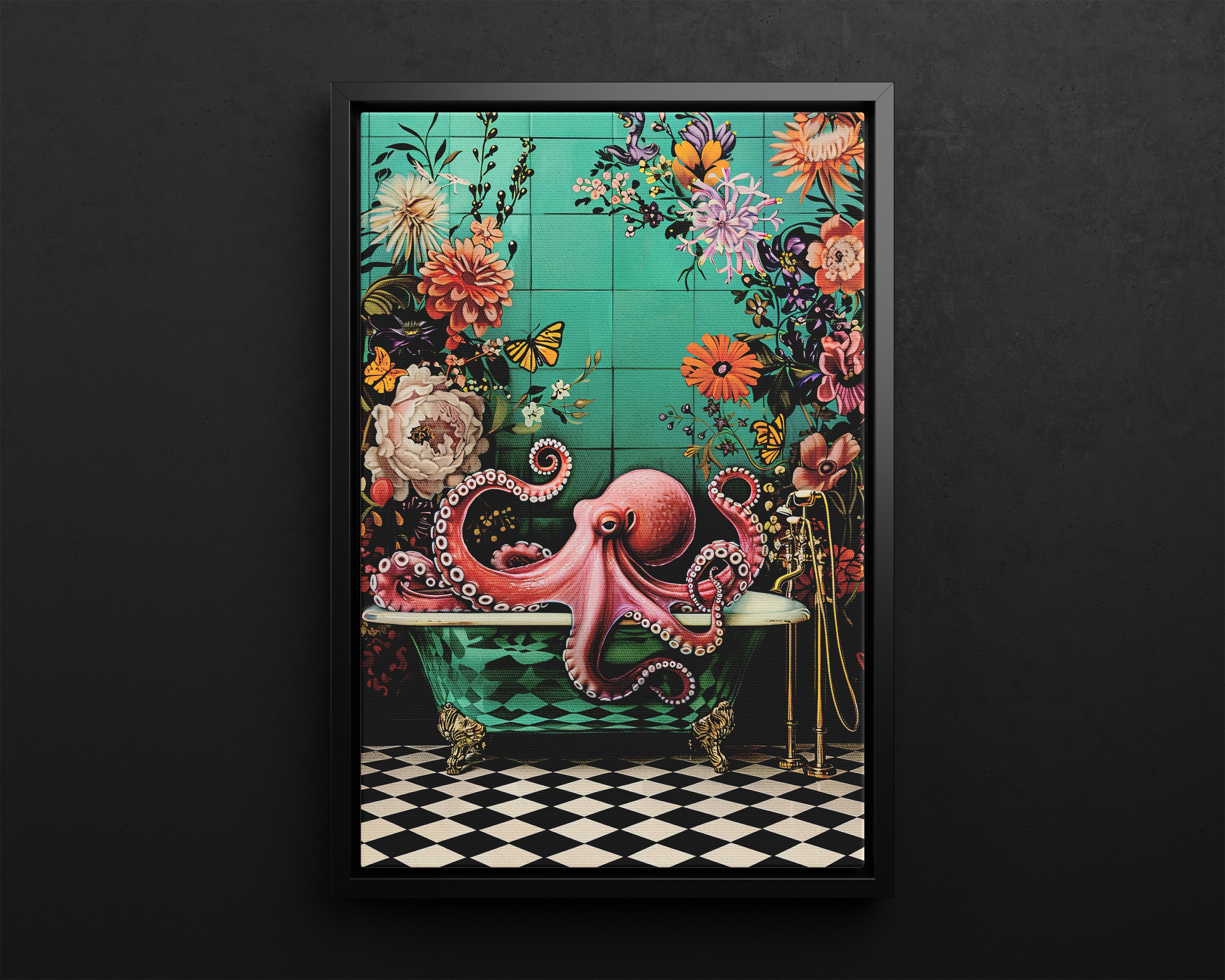 Framed Canvas - Octopus Bath Royale
