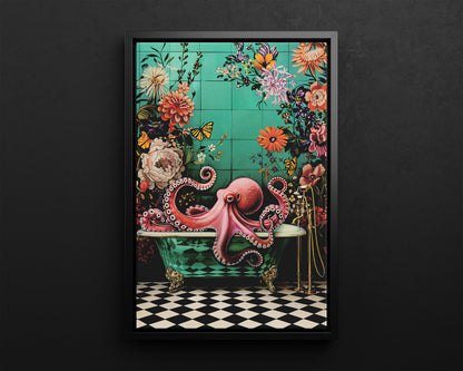 Framed Canvas - Octopus Bath Royale