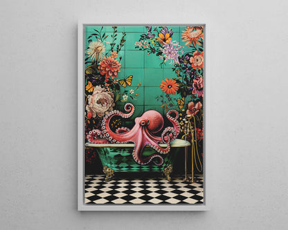 Framed Canvas - Octopus Bath Royale