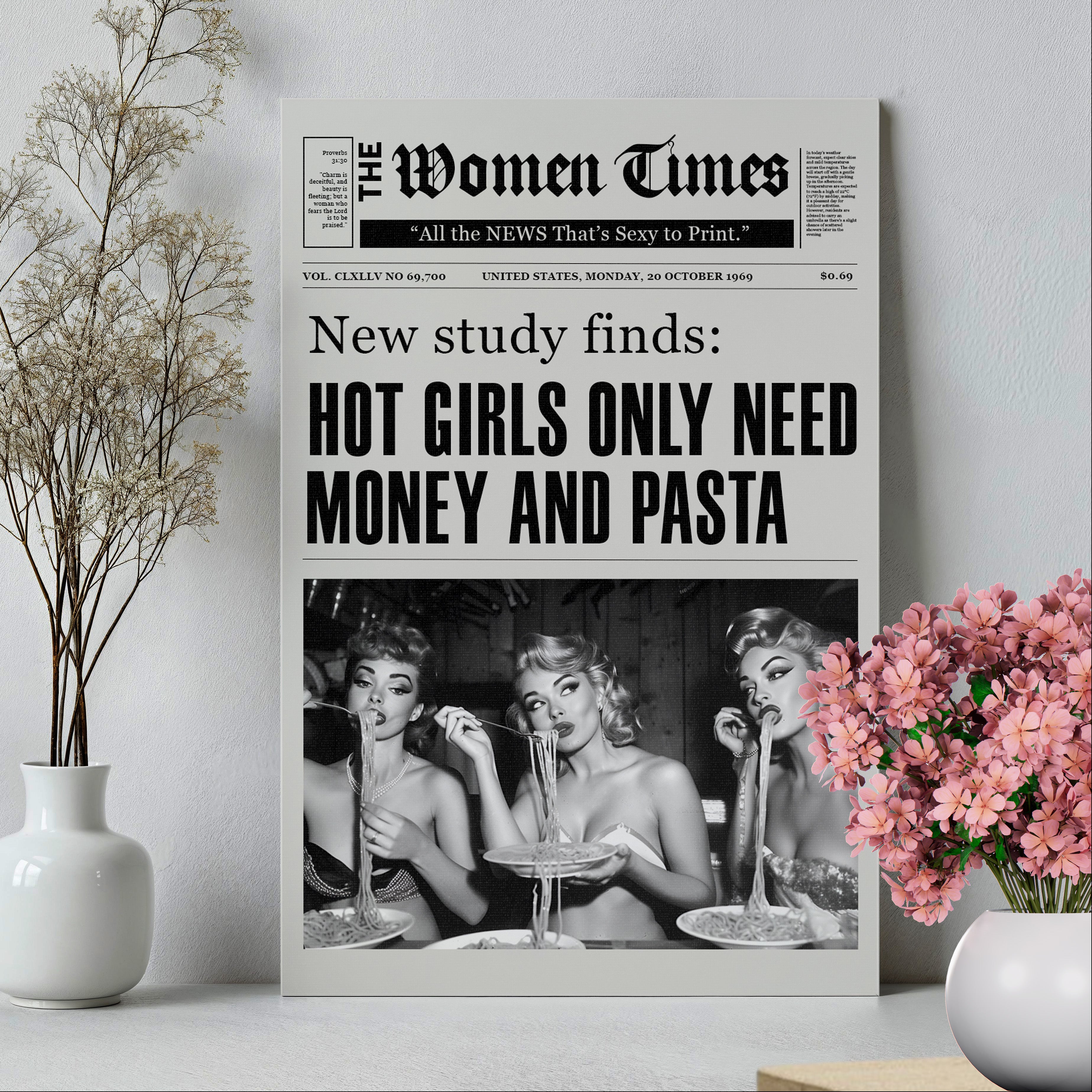 .75" Matte Canvas - Retro Pasta Gazette