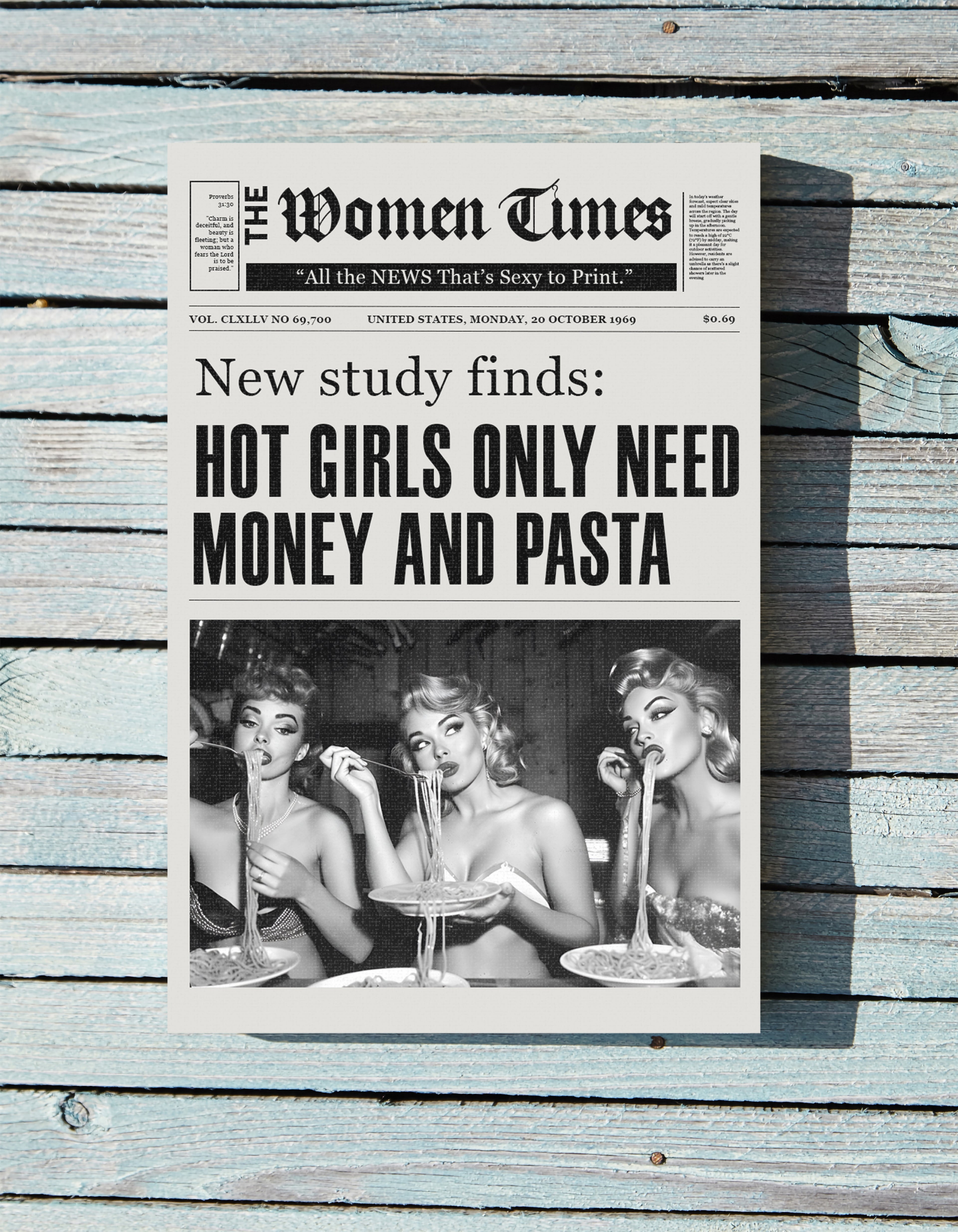 .75" Matte Canvas - Retro Pasta Gazette