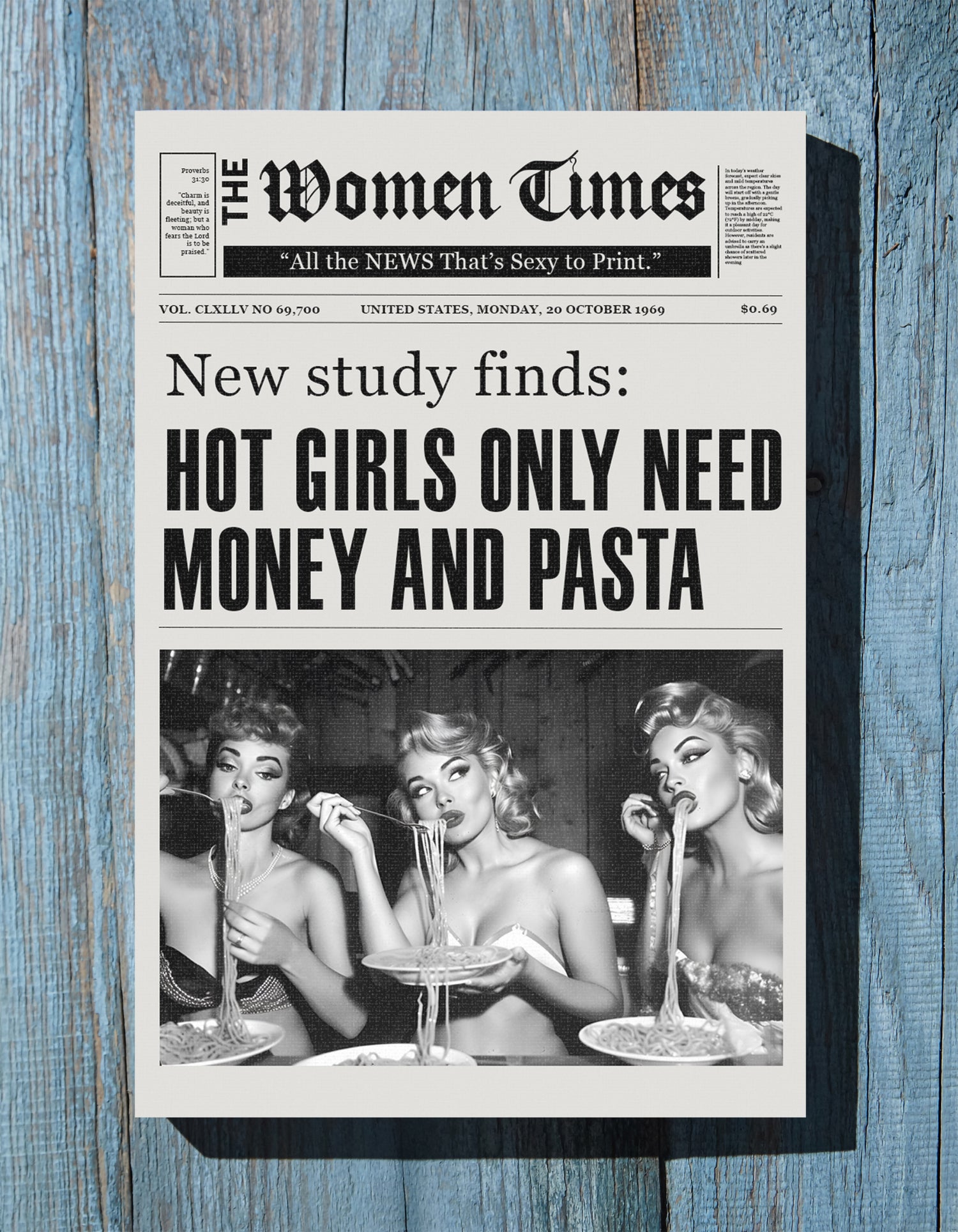 .75" Matte Canvas - Retro Pasta Gazette