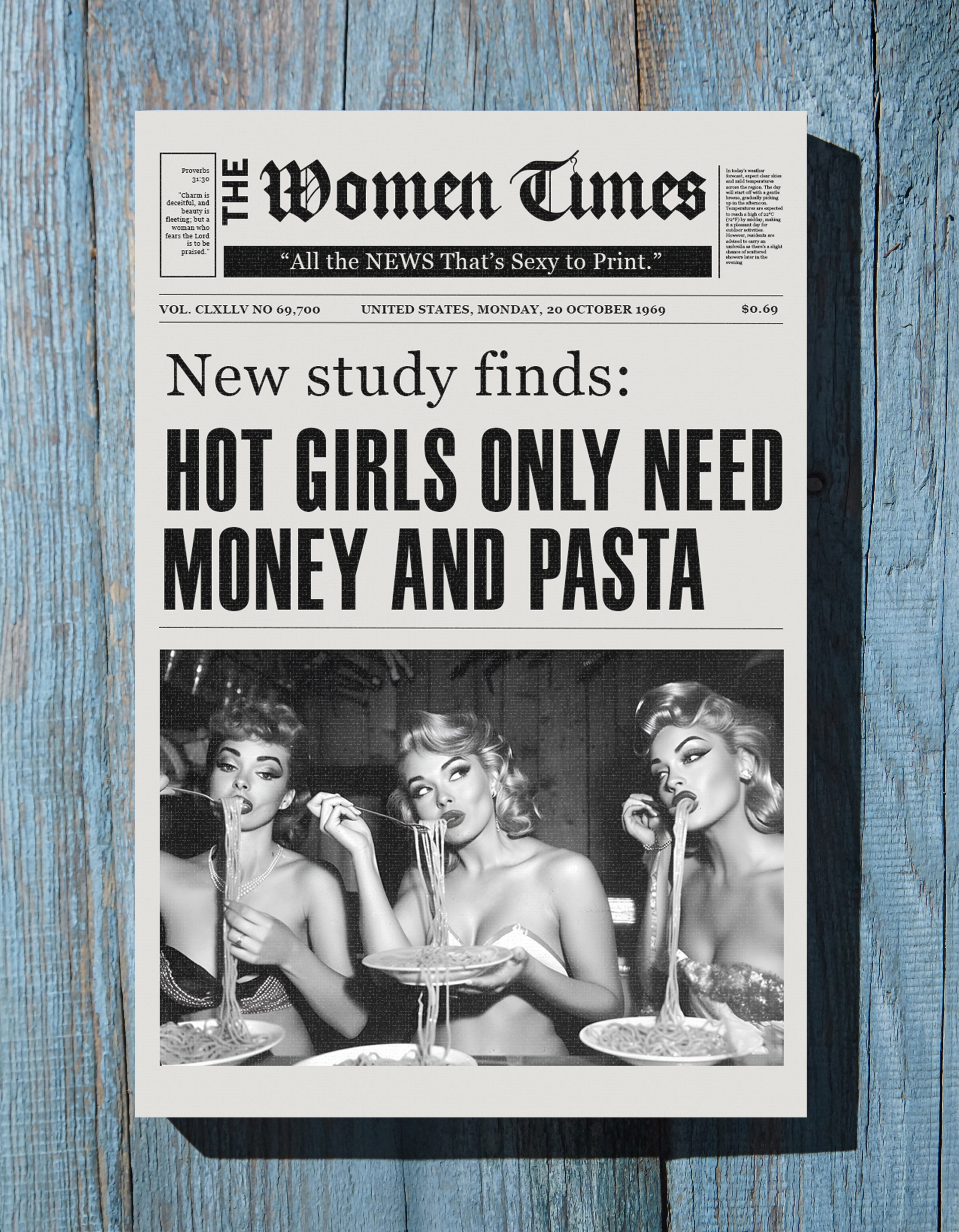 .75" Matte Canvas - Retro Pasta Gazette