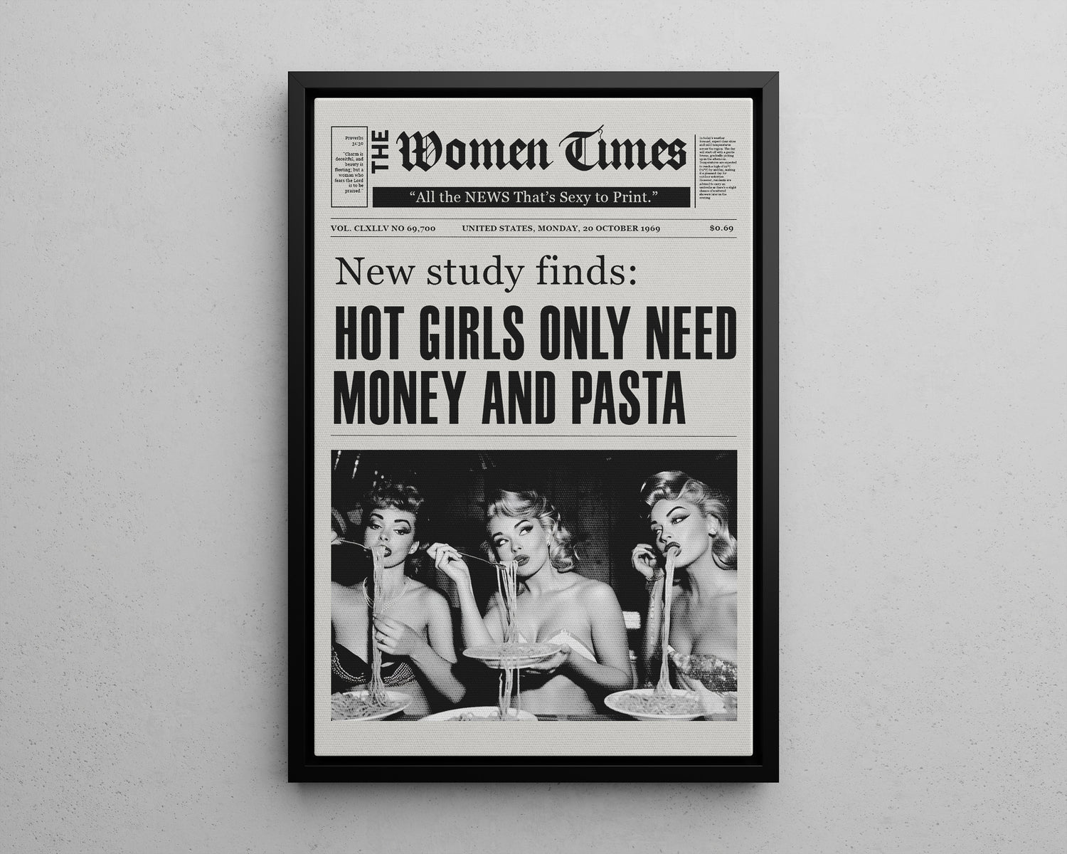 Framed Canvas - Retro Pasta Gazette