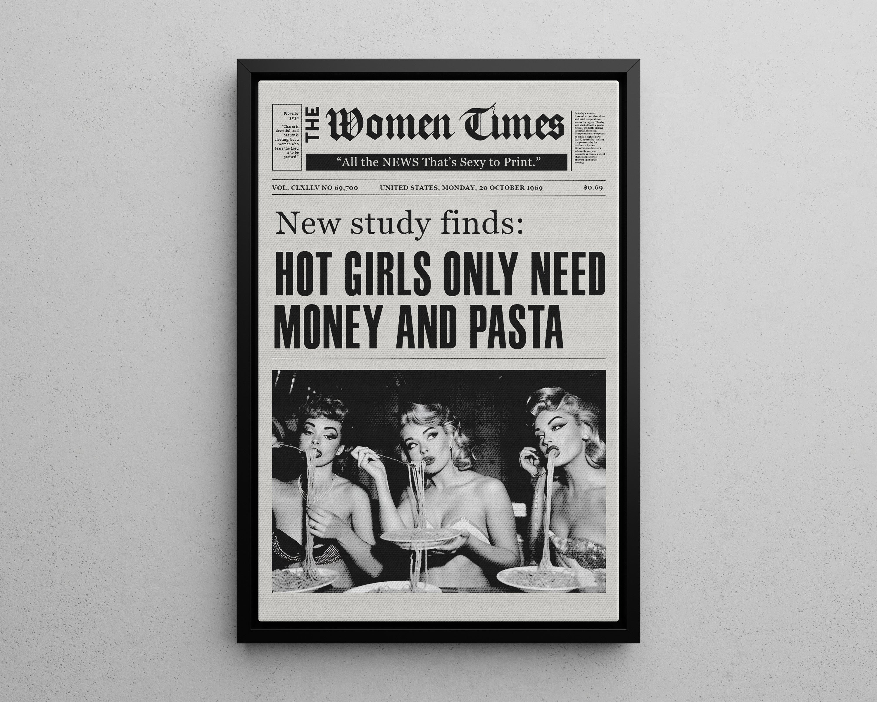 Framed Canvas - Retro Pasta Gazette