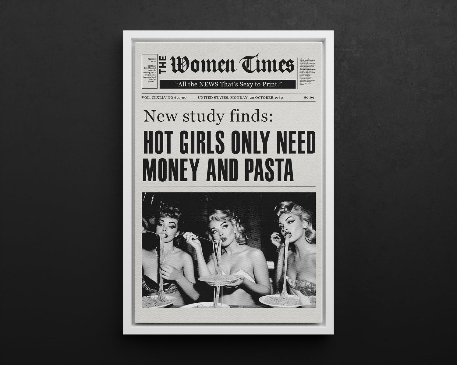 Framed Canvas - Retro Pasta Gazette