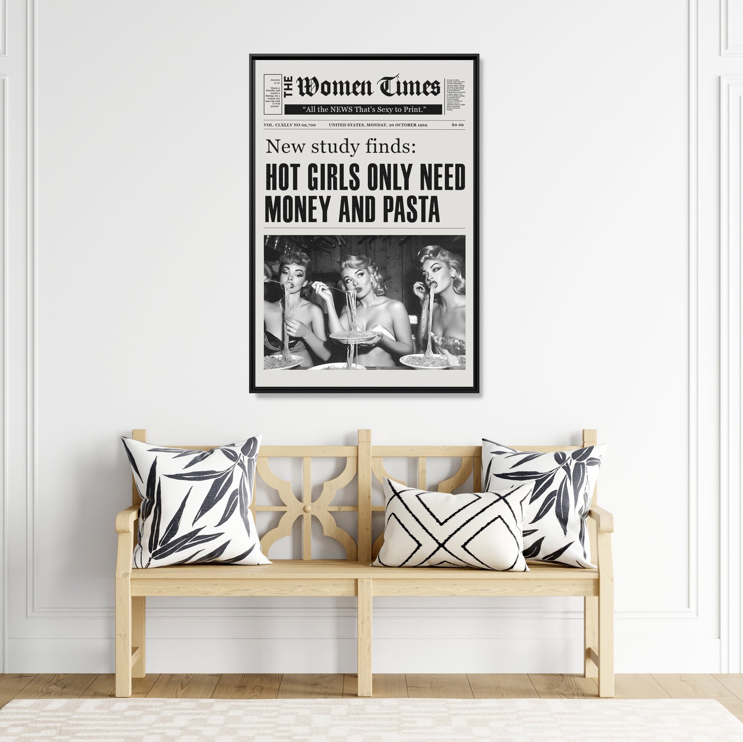 Framed Canvas - Retro Pasta Gazette