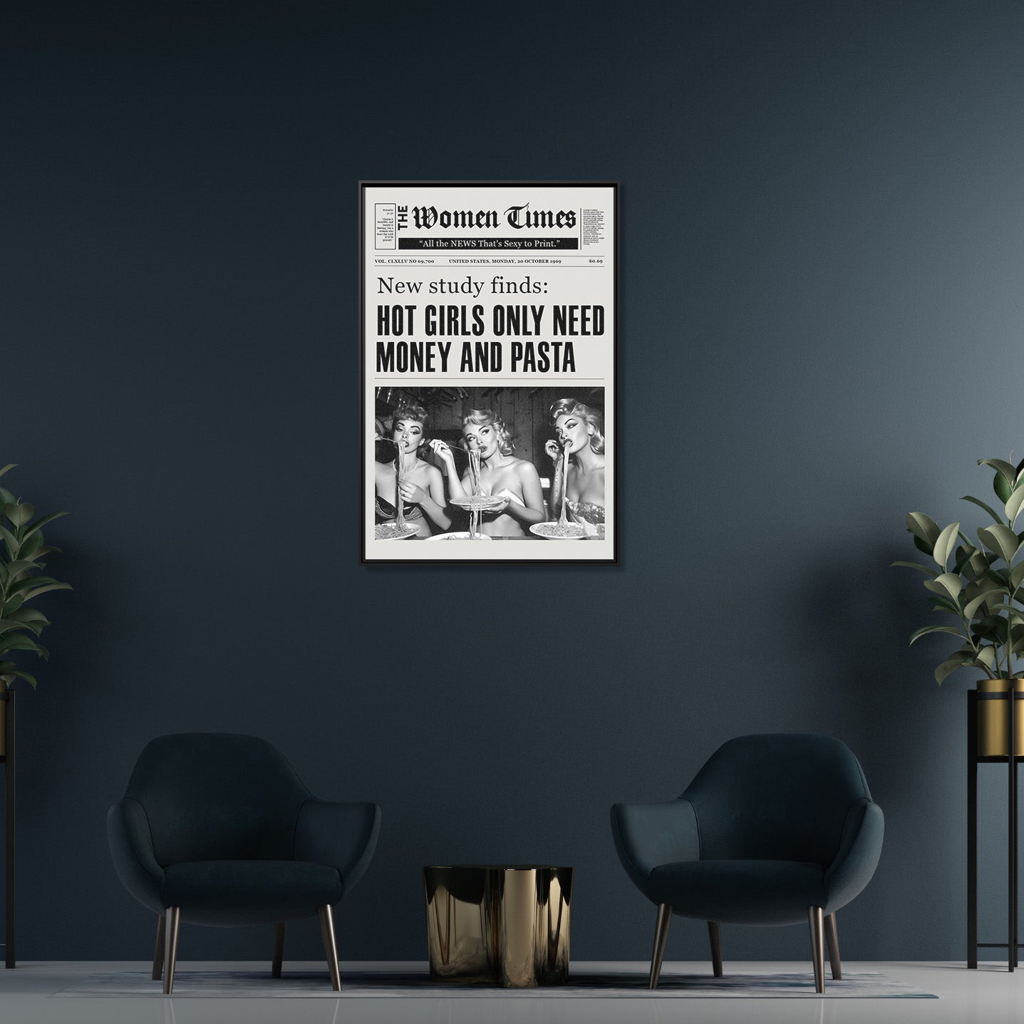 Framed Canvas - Retro Pasta Gazette