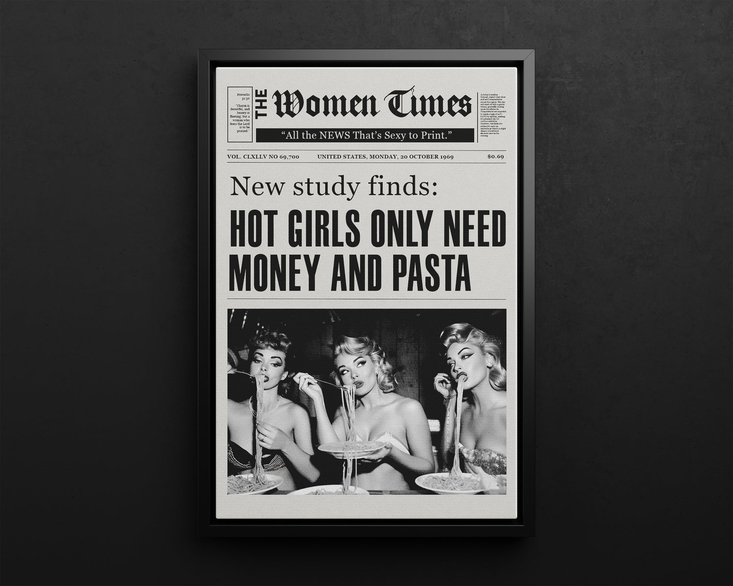 Framed Canvas - Retro Pasta Gazette