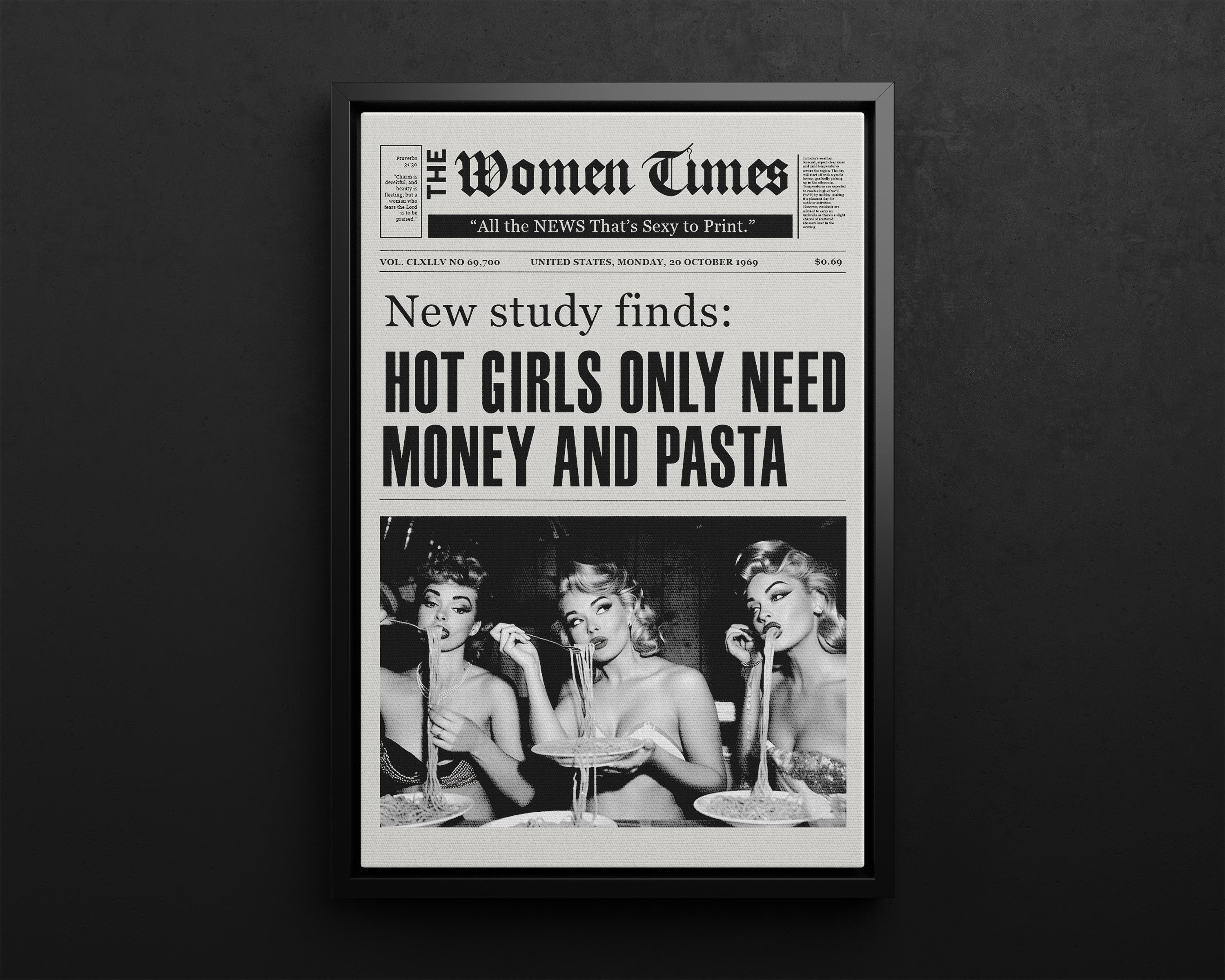 Framed Canvas - Retro Pasta Gazette