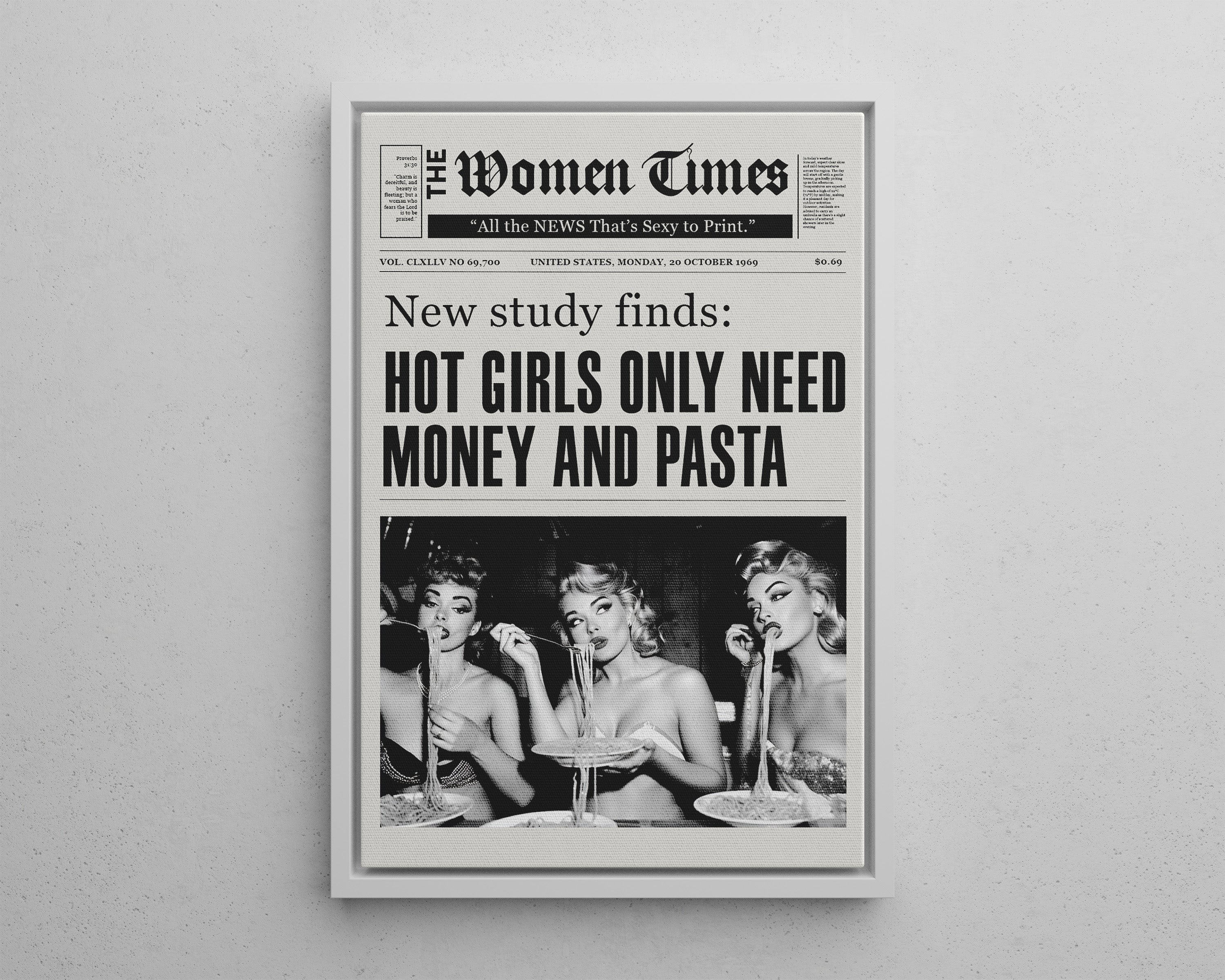 Framed Canvas - Retro Pasta Gazette