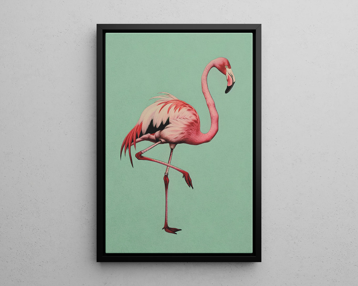 Framed Canvas - Pink Flamingo Tropical