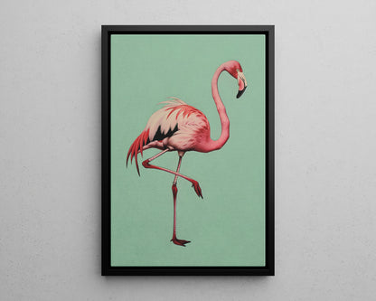 Framed Canvas - Pink Flamingo Tropical