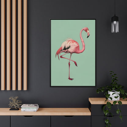 Framed Canvas - Pink Flamingo Tropical