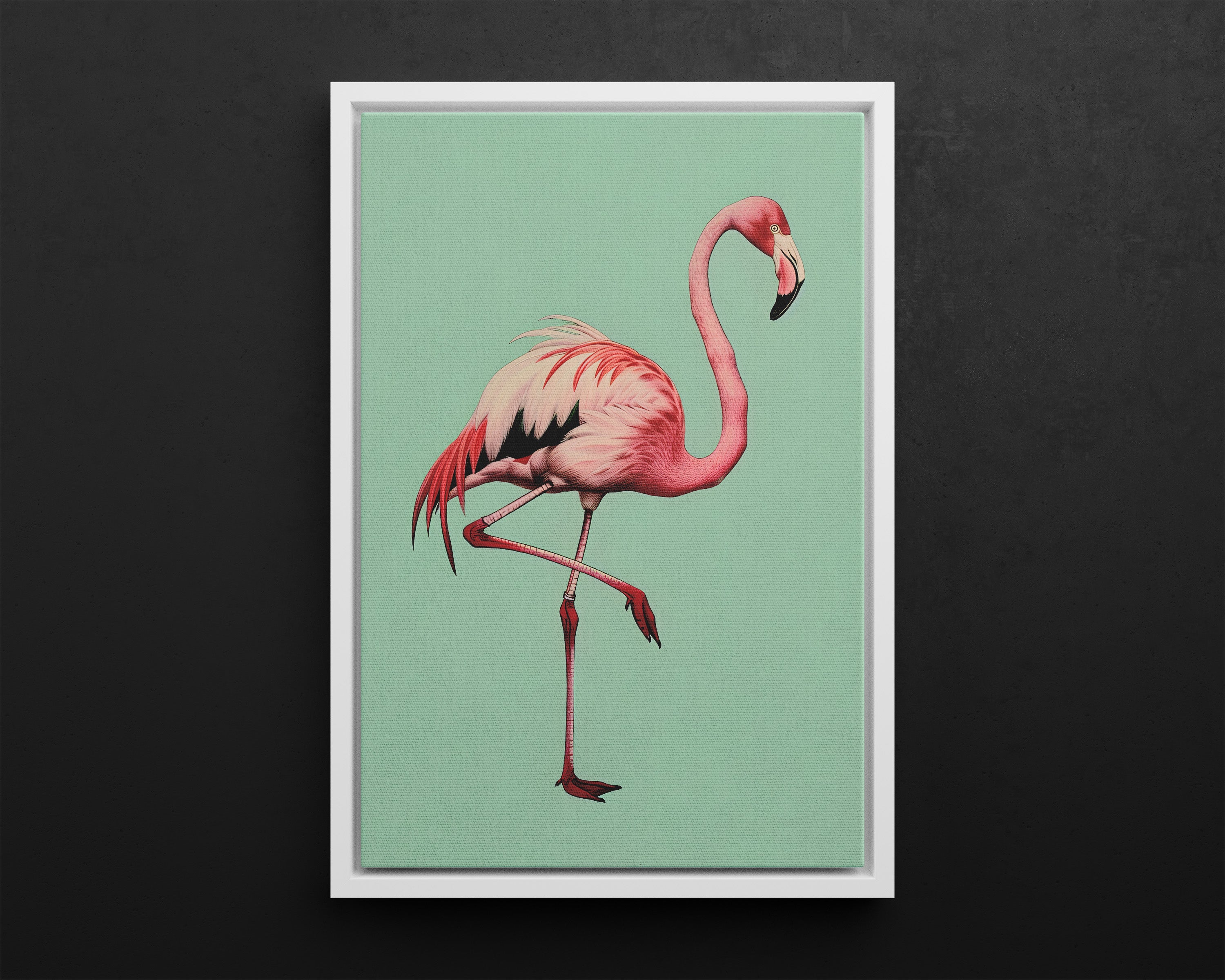 Framed Canvas - Pink Flamingo Tropical