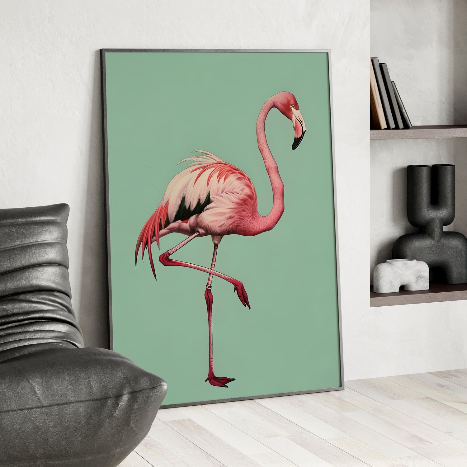 Framed Paper Print - Pink Flamingo Tropical