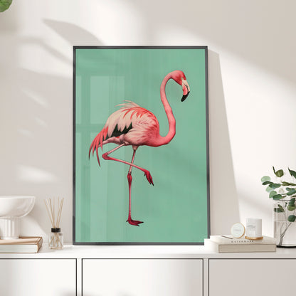 Framed Paper Print - Pink Flamingo Tropical