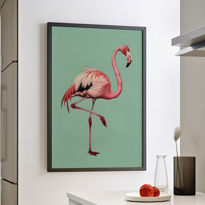 Framed Paper Print - Pink Flamingo Tropical