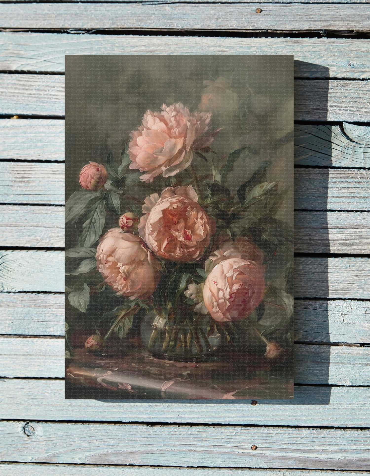 1.25" Matte Canvas - Vintage Blush Peony Bouquet