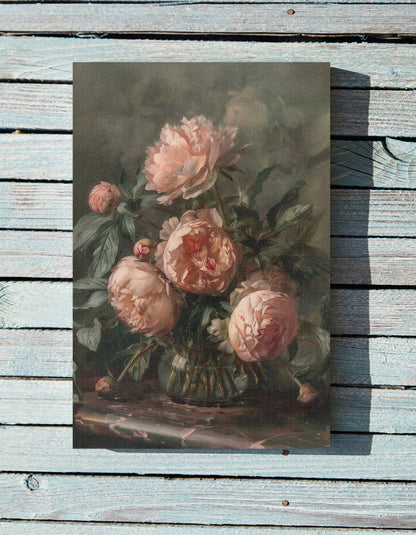 1.25" Matte Canvas - Vintage Blush Peony Bouquet