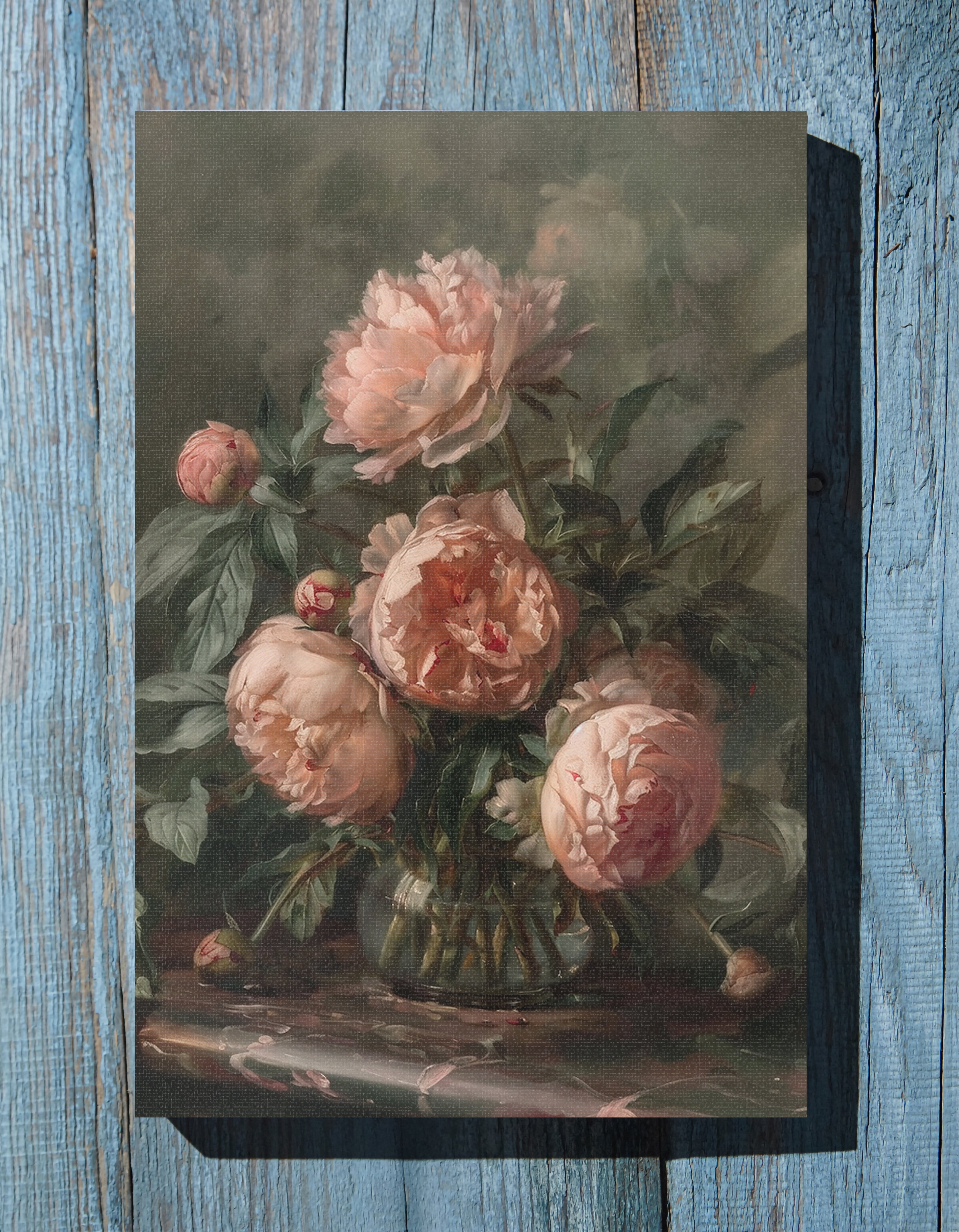 1.25" Matte Canvas - Vintage Blush Peony Bouquet