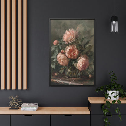 Framed Canvas - Vintage Blush Peony Bouquet