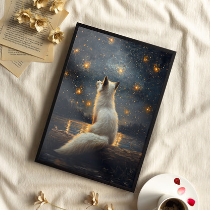 Framed Paper Print - Stargazing Fox Reverie