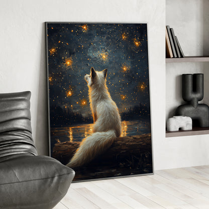 Framed Paper Print - Stargazing Fox Reverie