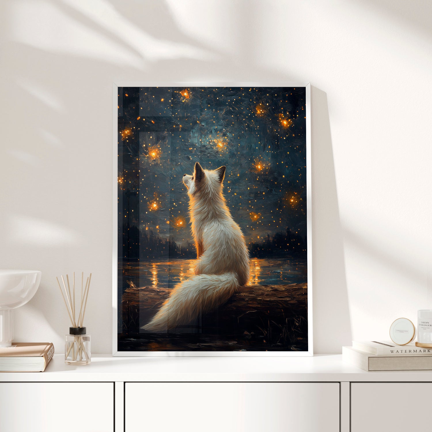 Framed Paper Print - Stargazing Fox Reverie