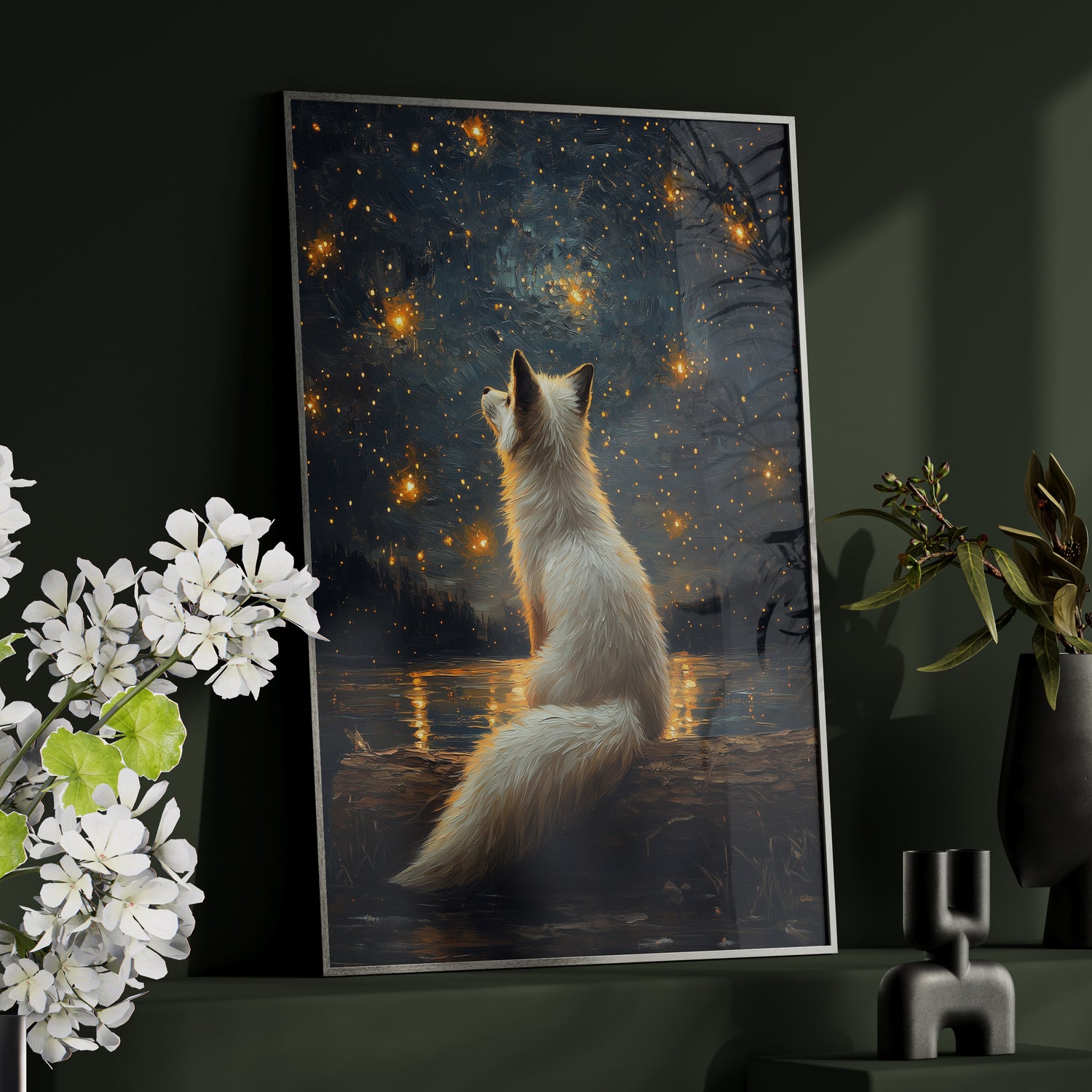 Framed Paper Print - Stargazing Fox Reverie