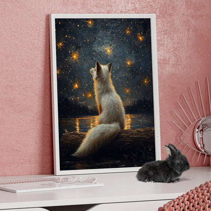 Framed Paper Print - Stargazing Fox Reverie