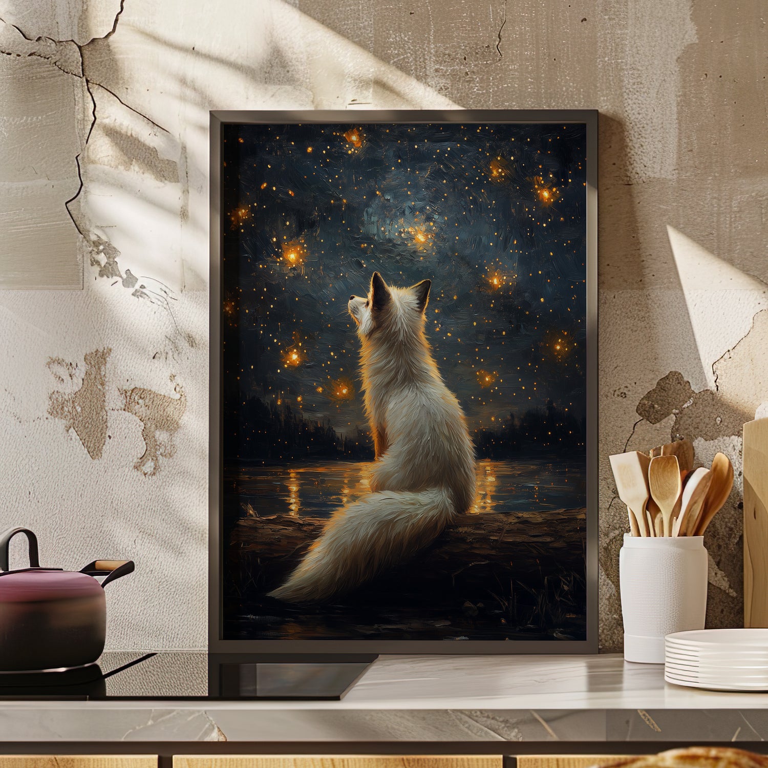 Framed Paper Print - Stargazing Fox Reverie