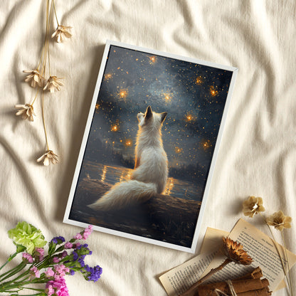 Framed Paper Print - Stargazing Fox Reverie