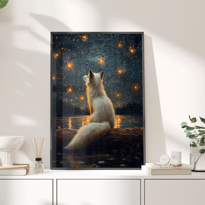 Framed Paper Print - Stargazing Fox Reverie