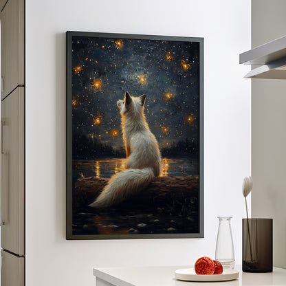 Framed Paper Print - Stargazing Fox Reverie