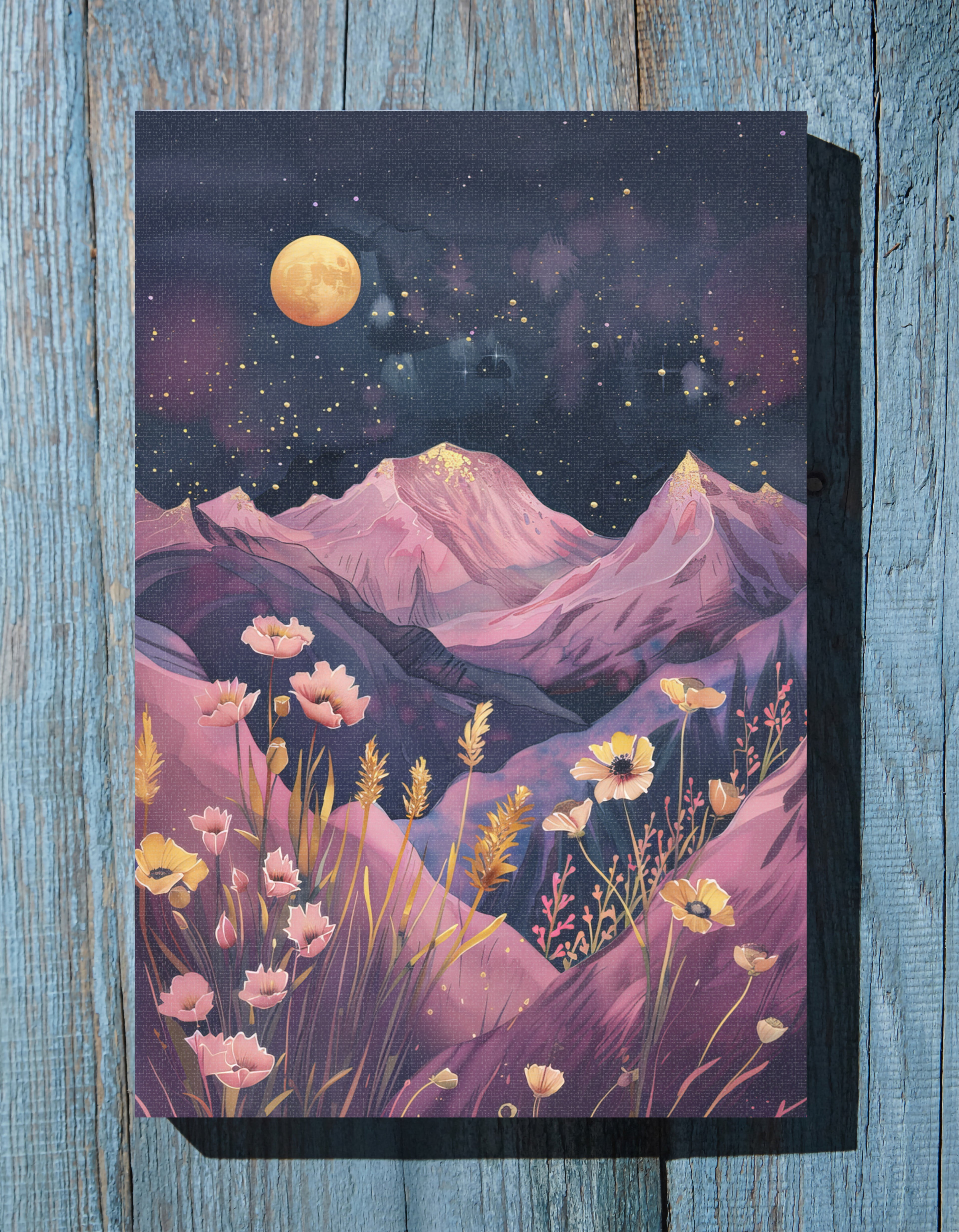 1.25" Matte Canvas - Golden Moon Over Lavender Peaks
