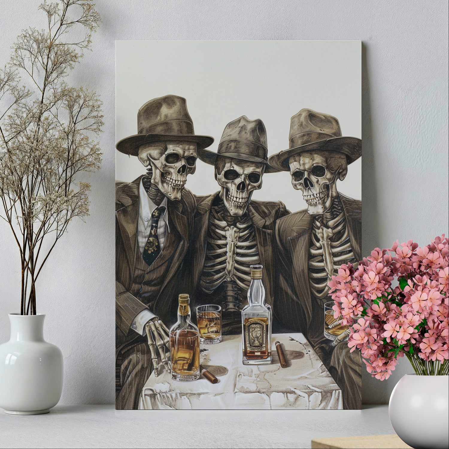 1.25" Matte Canvas - Skeleton Whiskey Gentlemen