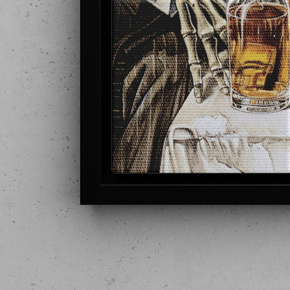 Framed Canvas - Skeleton Whiskey Gentlemen