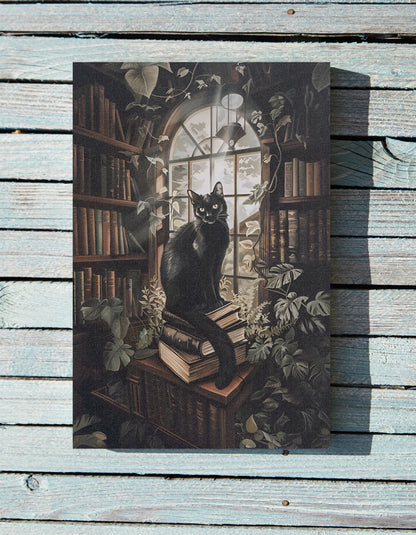 .75" Matte Canvas - Book Hoarder Feline Gaze