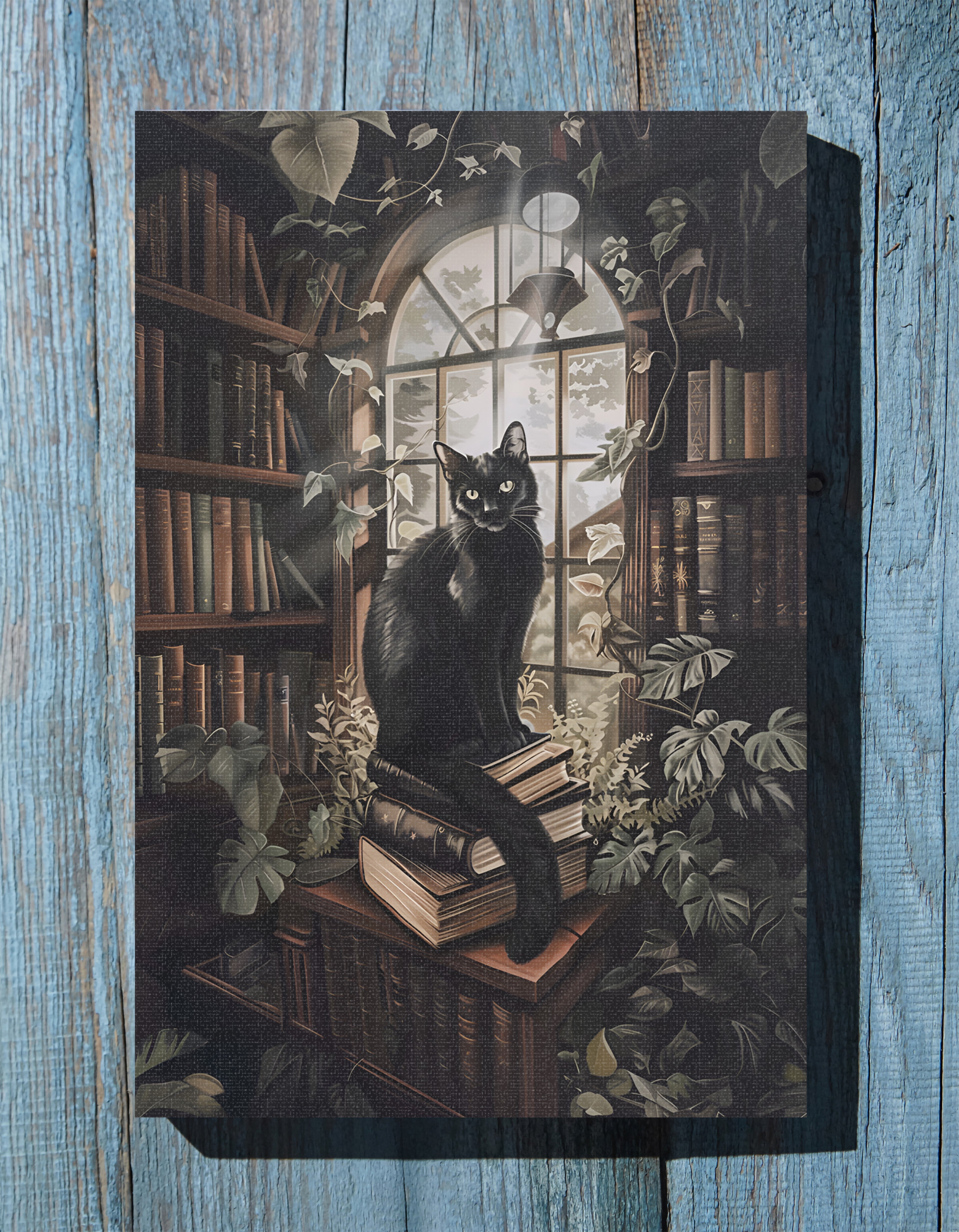.75" Matte Canvas - Book Hoarder Feline Gaze