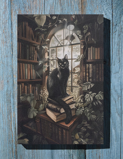 .75" Matte Canvas - Book Hoarder Feline Gaze