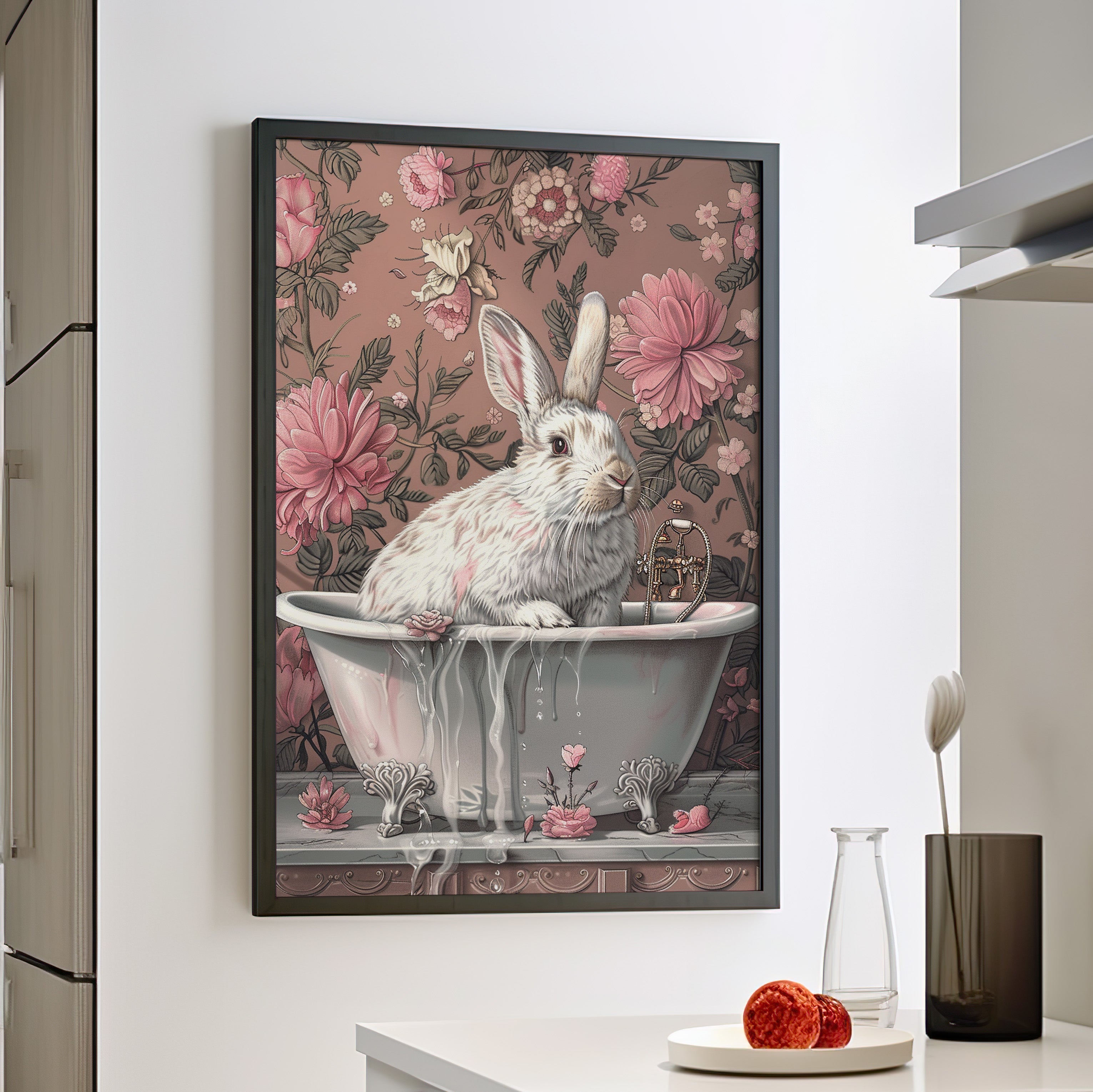 Framed Paper Print - Bathing Bunny Bloom