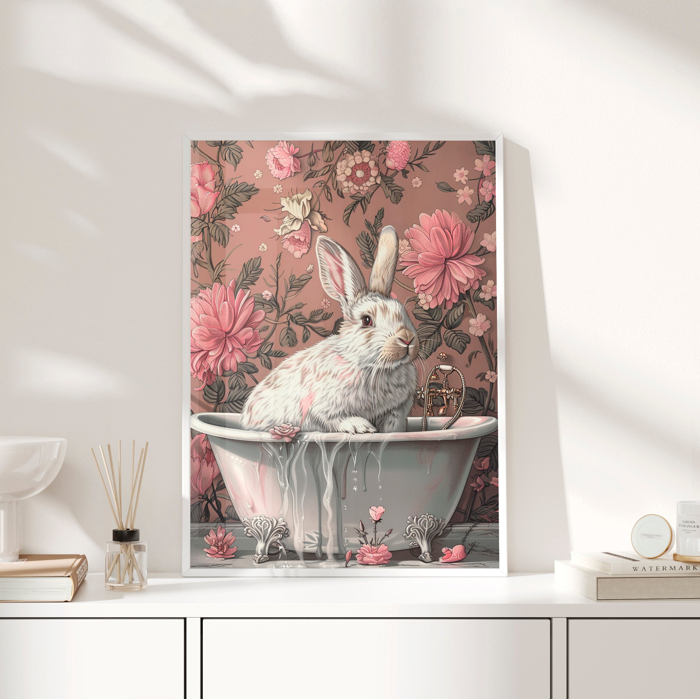 Framed Paper Print - Bathing Bunny Bloom