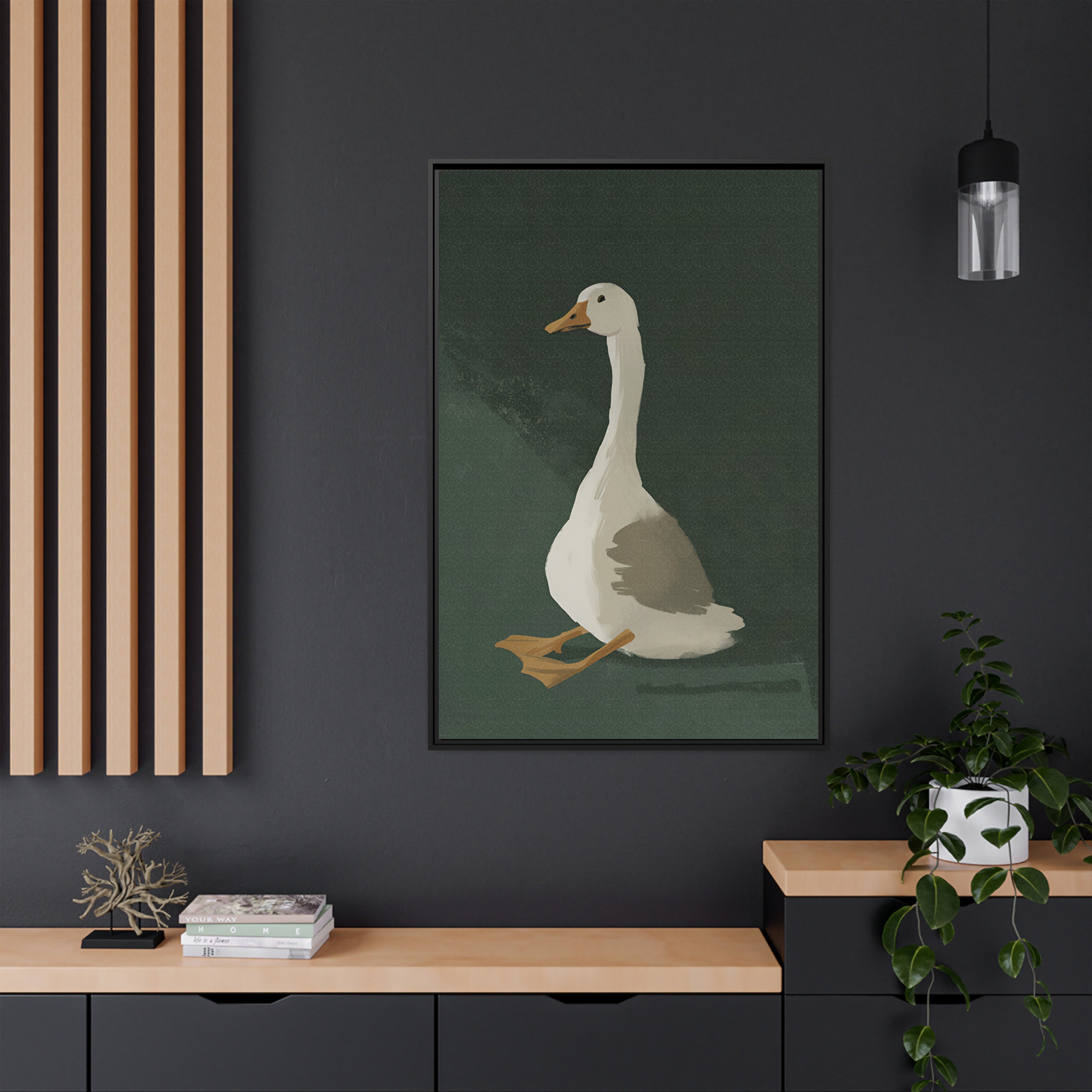 Framed Canvas - Sitting Goose in Spotlight